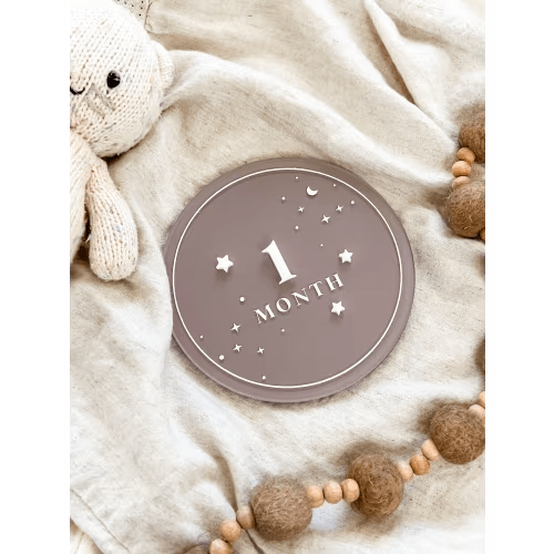 Acrylic Starry Night Round Milestone Cards | Monthly Milestone Markers