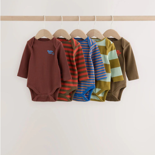 Buy Multi Stripe Long Sleeve Bodysuits 5 Pack from Next USA