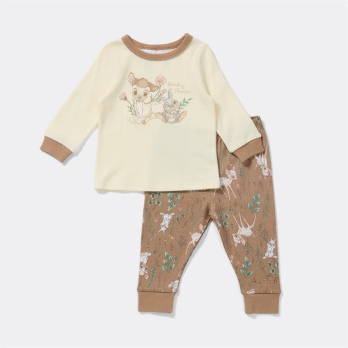 Disney Baby Long Sleeve Bambi Pyjama Set - Off White & Brown