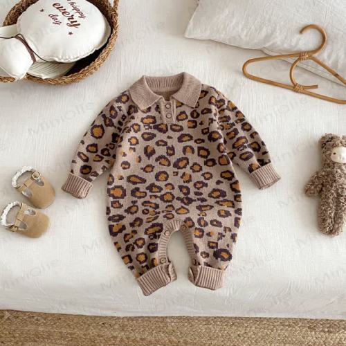 Baby Girl Knitted Leopard Print Sweater/Romper