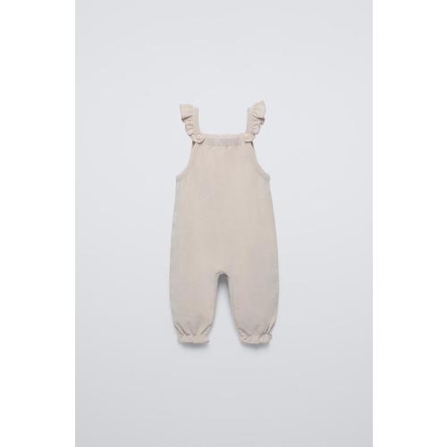 RUFFLED CORDUROY OVERALLS - Light beige | ZARA United States
