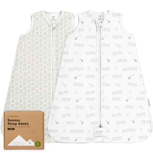 2-Pack Baby Sleep Sacks, Zipper Wearable Blanket - 100% Organic Cotton 0.5TOG, Soft Lightweight Toddler Sleeping Sack 3-6 months, Easy to Wear Newborn Swaddles Sleepsack (BumbleBear, S)