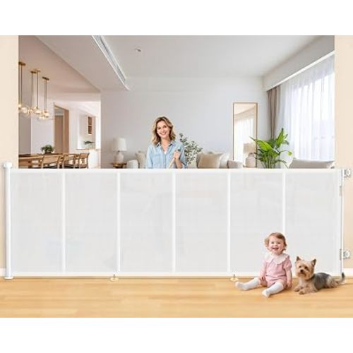 EZIGO 120 Inch Retractable Baby Gates, 41 Inch Extra Tall Retractable Gate