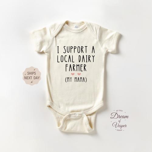 Funny Breastfeeding Outfit, Cute Breastfed Baby Bodysuit, Funny Natural Baby Outfit, I Support Local Dairy Farmer Gift, Funny Outfit