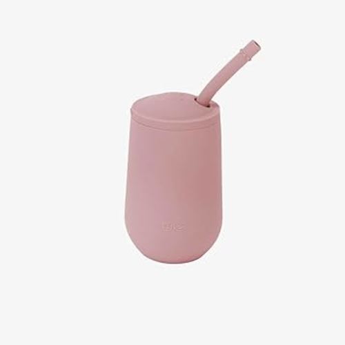 ezpz Happy Cup + Straw System (Blush) - 24 months+ - 100% Silicone Cup + Straw for Older Toddler + Preschoolers - Designed by a Pediatric Feeding Specialist