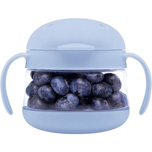 Ubbi Tweat No Spill Snack Container for Kids, BPA-Free, Toddler Snack Container, Sage & Blue