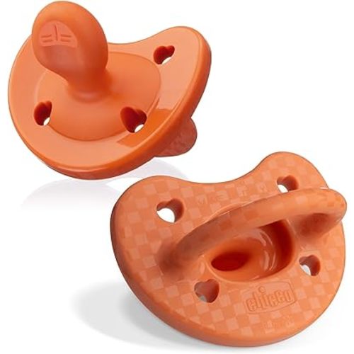 Chicco PhysioForma Luxe Orthodontic Pacifier, 16-24m | 100% Soft Silicone | Supports Breathing & Oral Development | Textured Shield & Handle | Includes Sterilizing Case | BPA Free | Terracotta, 2pk
