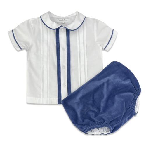 Slate Blue Velvet Diaper Set – Children's Edit