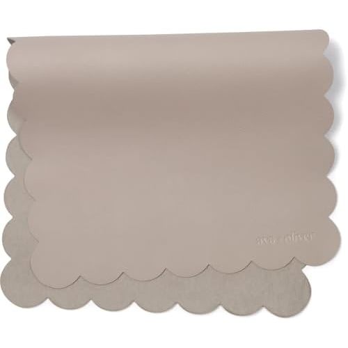 Vegan Leather Baby Changing Mat 16x30in, Wipeable, Foldable, Grey Scallop