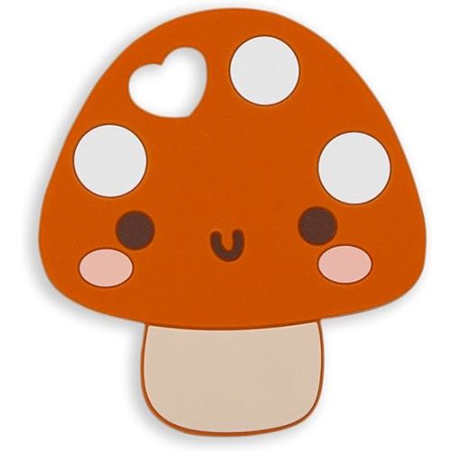 Pearhead Mushroom Silicone Baby Teether, Teething Toy for Babies 0+ Months, BPA Free Teether, Safe and Gentle Teething Relief
