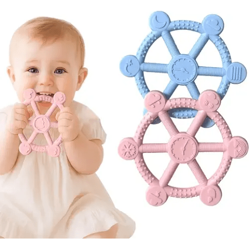 2 Packs Teething Toys for Babies 3-12 Months, Pain Relief Silicone Baby Teethers 6 to 12 Months, Easy-to-Hold BPA-Free Teething Toys, Infant Chew Toys, Soft Textures for Comfort