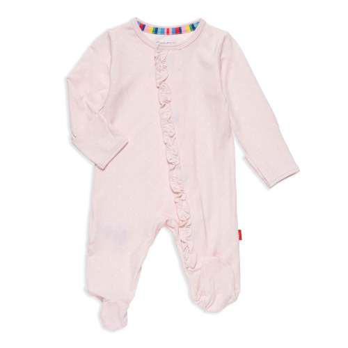 Magnetic Modal Pin Dot Pink Ruffle Footie