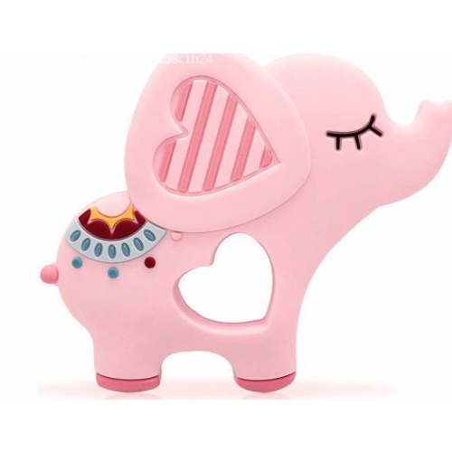 Zendure Soft Pink Elephant Teether Toy for Babies 0-6/6-12 Months Silicone Teething Toy Gift for Girls Gum Massager Anxiety Relief Items