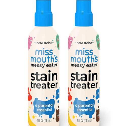 Miss Mouth's Messy Eater Stain Treater Spray - 4oz 2 Pack Stain Remover - Newborn & Baby Essentials - No Dry Cleaning Food, Grease, Coffee Off Laundry, Underwear, Fabric