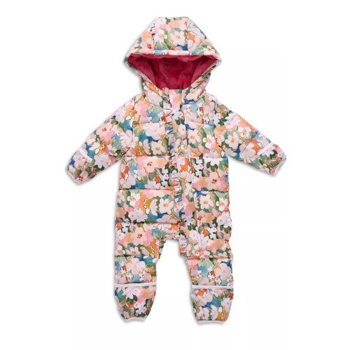 Girls' Floral Ruffle Trimmed Quilted Down Snowsuit - Baby
