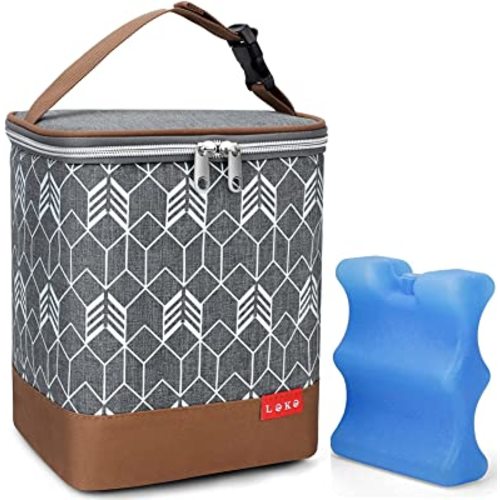 Lekebaby Breastmilk Cooler Bag with Ice Pack Fits 4 Baby Bottles, Baby Bottle Cooler Bag, BreastMilk Cooler Bag for Nursing Mom Daycare