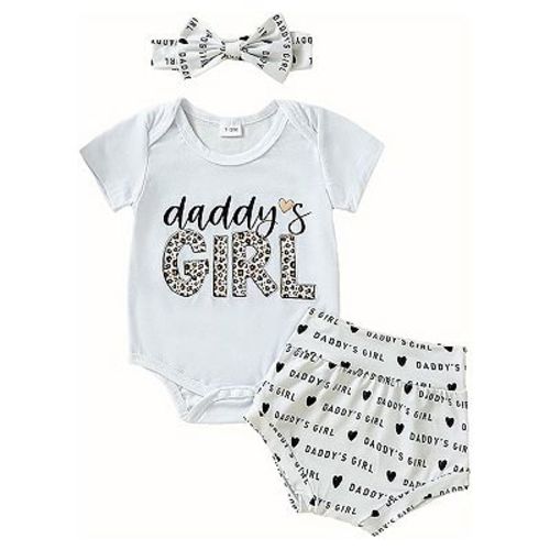 3 Piece Set Toddle Baby Girl Clothes Romper Shorts with Headband Summer Outfits