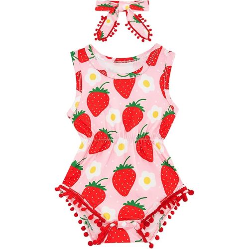 BFUSTYLE Baby Girl Clothes 0-24 Months Outfit Sleeveless Infant Romper Bodysuit with Headband