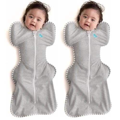 Love to Dream Swaddle UP, Gray, Newborn, 5-8.5 lbs., Dramatically Better Sleep, Allow Baby to Sleep in Their Preferred arms up Position for self-Soothing, snug fit Calms Startle Reflex (Pack of 2)