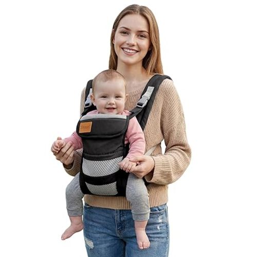 Baby Carrier Newborn to Toddler(7-30lbs), Toddler Carrier with Adjustable Shoulder Strap, Baby Holder Carrier with Breathable Mesh Fabric, Black
