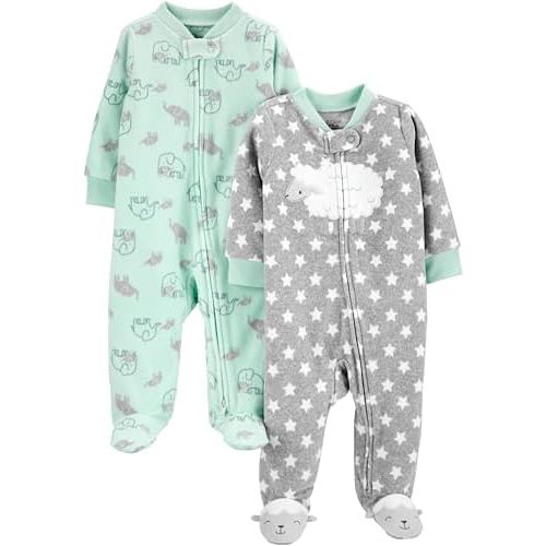 Simple Joys by Carter's Unisex Baby 2-pack Neutral Fleece Footed Sleep and Play