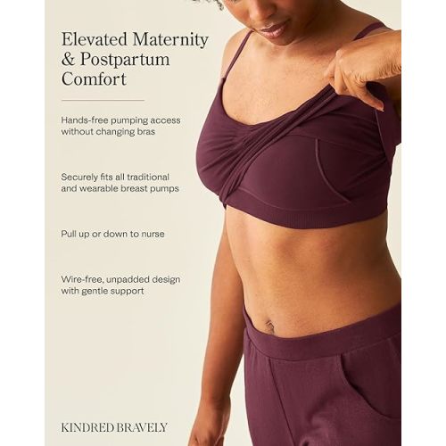 Kindred Bravely Sublime Sleep Pumping Bra Hands Free, Adjustable Pumping & Nursing Bra with EasyClip for All Breast Pumps
