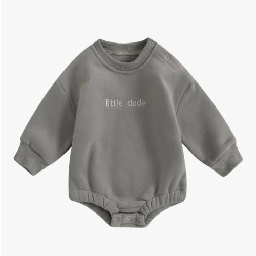 VISGOGO Newborn Infant Baby Boy Girls Oversized Romper Little Dude Sweater Onesie Coming Home Outfit Neutral Clothes