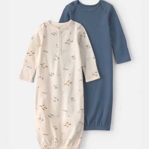 Baby Boy 2-Pack Safari Sleeper Gowns - Blue/Ivory | Carter’s Oshkosh Canada