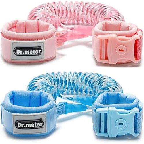 Anti Lost Wrist Link, 2 Pack Toddler Safety Leash with Key Lock, Reflective Child Walking Harness - Dual 8.2ft Length Pink & Blue Kids Leash for Supermarket Mall Airport Amusement Park Zoo