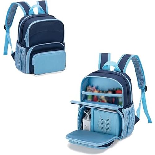 LoDrid Backpack Compatible with Tonie Box, Carrying Case with Multiple Pockets for Headphones, Charger and Accessories, Storage Bag for Audio Player Starter Set, Navy Blue (Patented Design)