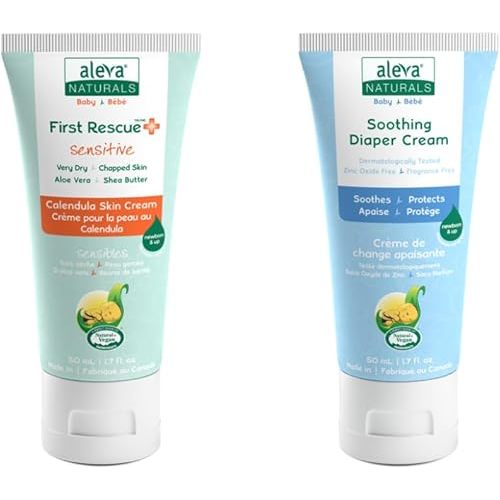 Aleva Naturals Diaper Care Duo, First Rescue Calendula Multipurpose Skin Cream, 50ml + Soothing Baby Diaper Cream for Newborn and Toddlers, 50ml