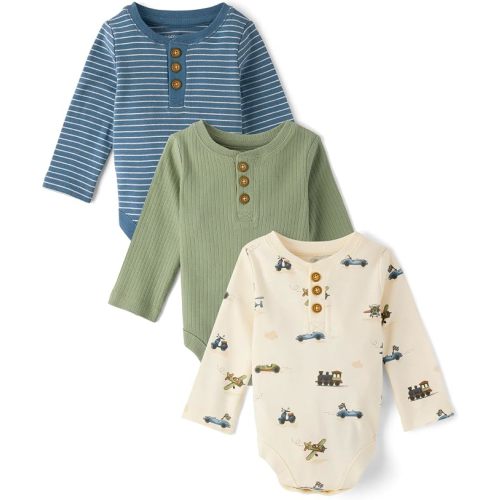 Gymboree Baby Boys' And Newborn Long Sleeve Bodysuits,3-pack