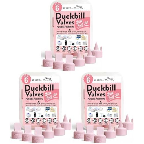 Legendairy Milk Duckbill Valves with Pull Tab - Compatible with Spectra S1 S2 9 Plus, Medela, Motif, Baby Buddha & Zomee - Duckbill Valve Replacement Pump Parts, BPA Free Silicone, 18 Pack
