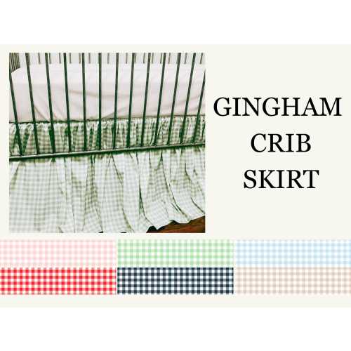 Custom Nursery Bedding for Baby Shower Gift for New Mom Gift Crib Skirt for Nursery Baby Bedding Custom Crib Sheet in Gingham Crib Skirt