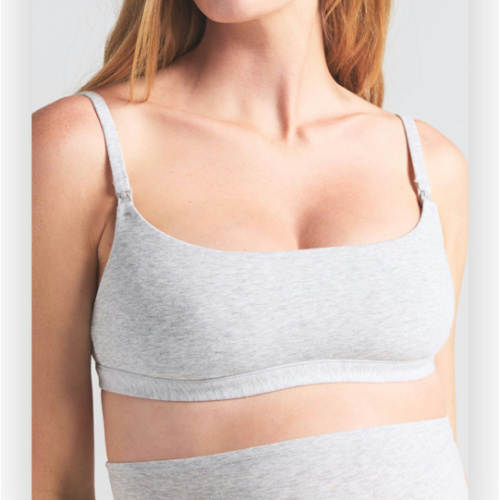COTTON JERSEY MATERNITY NURSING SCOOP BRALETTE | LIGHT HEATHER GREY | SKIMS