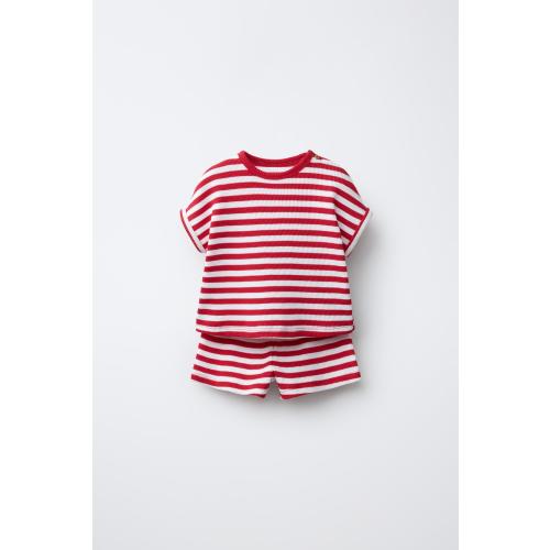 WAYAS WAFFLE SHIRT AND BERMUDA SET - Red | ZARA United States