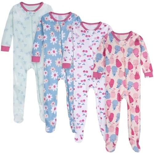 Onesies Brand Baby Girls 4-Pack Footed Pajamas