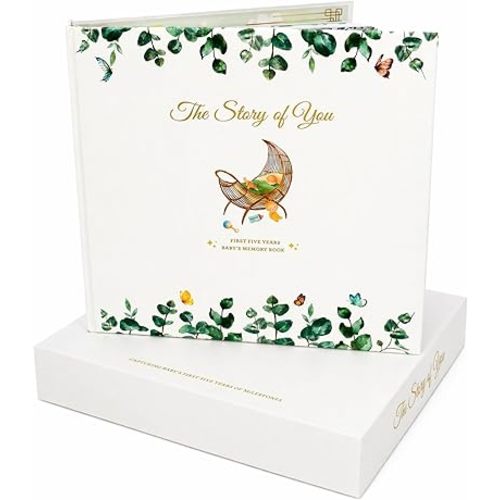 Baby Memory Book Keepsake – First 5 Years (Pregnancy to Age 5) | Gender Neutral Baby Book for Boy or Girl | Milestone Journal & Photo Album for New Parents