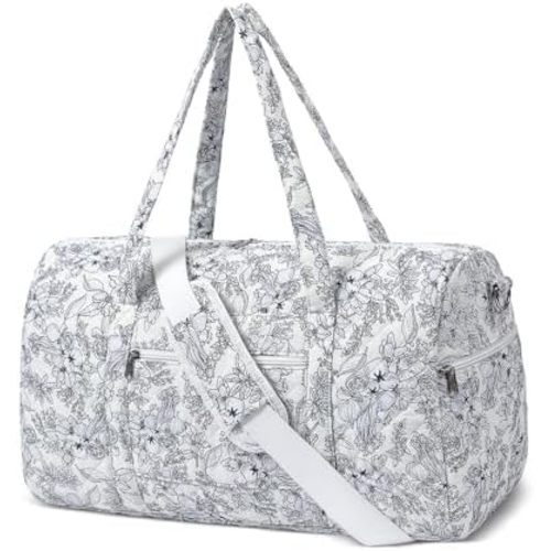 Gym Bag for Women, Cute Duffle Bag, Quilted Duffle Bag for Travel, Floral Duffle Bags, Weekend Bag with Zipper Pocket Dance Bag Organizer