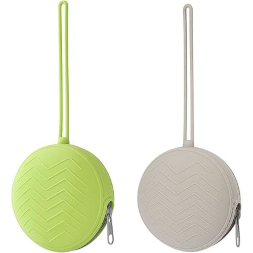 2-Pack Silicone Pacifier Holder Case- Portable Pacifier Cover Pouch Bag, Pacifier Storage Case for Diaper Bag (Avocado/Light Grey)