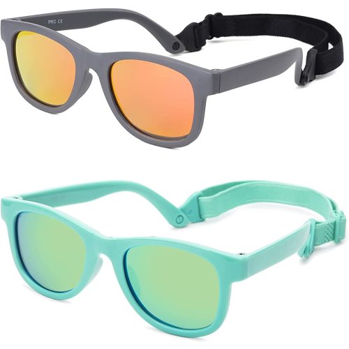 COASION Bendable Flexible Polarized Newborn Baby Sunglasses with Strap for Infant Boys Girls Age 0-12 Months CA8042