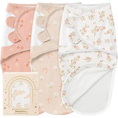 Yoofoss Baby Swaddles for Newborns 100% Organic Cotton, Adjustable Swaddle 0-3 Months 2 Zippers Newborn Swaddle Sack, Breathable Soft Durable