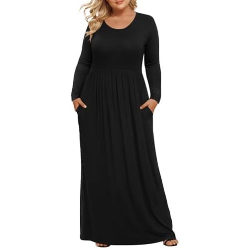 LONGYUAN Women's Plus Size Maxi Dresses for Curvy Women Casual Long Dress XL-6XL
