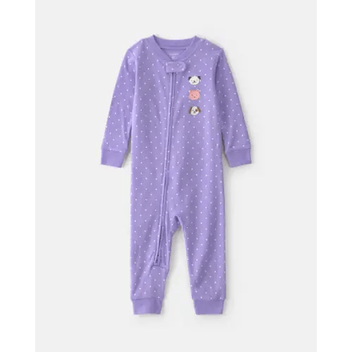 Baby Girl 1-Piece Pets 2-Way Zip 100% Cotton Snug Fit Pajama - Purple | Carter's