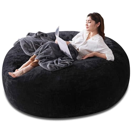 Extra Large Bean Bag Chairs for Adults，5FT,Bean Bags with Filler Included,Memory Foam Chair,Soft and Comfortable Jumbo Bean Bag,Leisure Chair Suitable for Bedroom and Balcony Dormitory (Black)