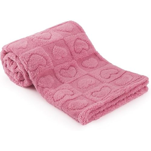 Plush Soft with Heart Checkered Baby Blanket,Fleece Infant Toddler Blankets for Girls Boys,Warm Lightweight Breathable Newborn Receiving Blankets for Crib Stroller 30"×39" (deep Pink, Heart)