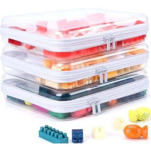 3 Pack Clear Hard Shell Zipper Case, Clear Zipper Pouches,Diaper Bag Organizer Pouches,Waterproof Makeup Organizer & Travel Toiletry Bag, Plastic Pouch for Office Home Storage, Large Size