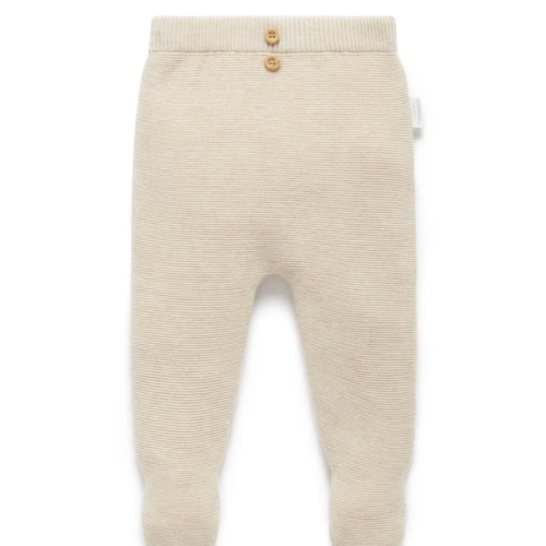 Beige Textured Leggings - Purebaby