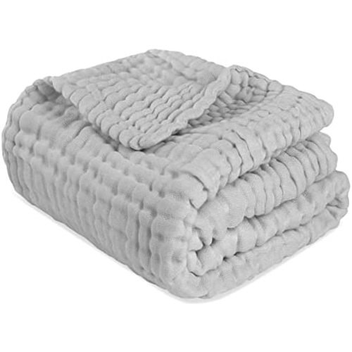 Muslin Swaddle Blanket for Baby ,HardNok 6 Layer Gauze, Super Soft Swaddle Wrap Blanket /Bath Towel/Nursing Cover/Bed Blankets for Boys Girls as Shower Gift (1, Grey, 40 x 40)…