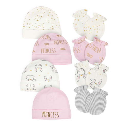 Gerber Baby Girls Caps & Mittens Set, 8-Piece